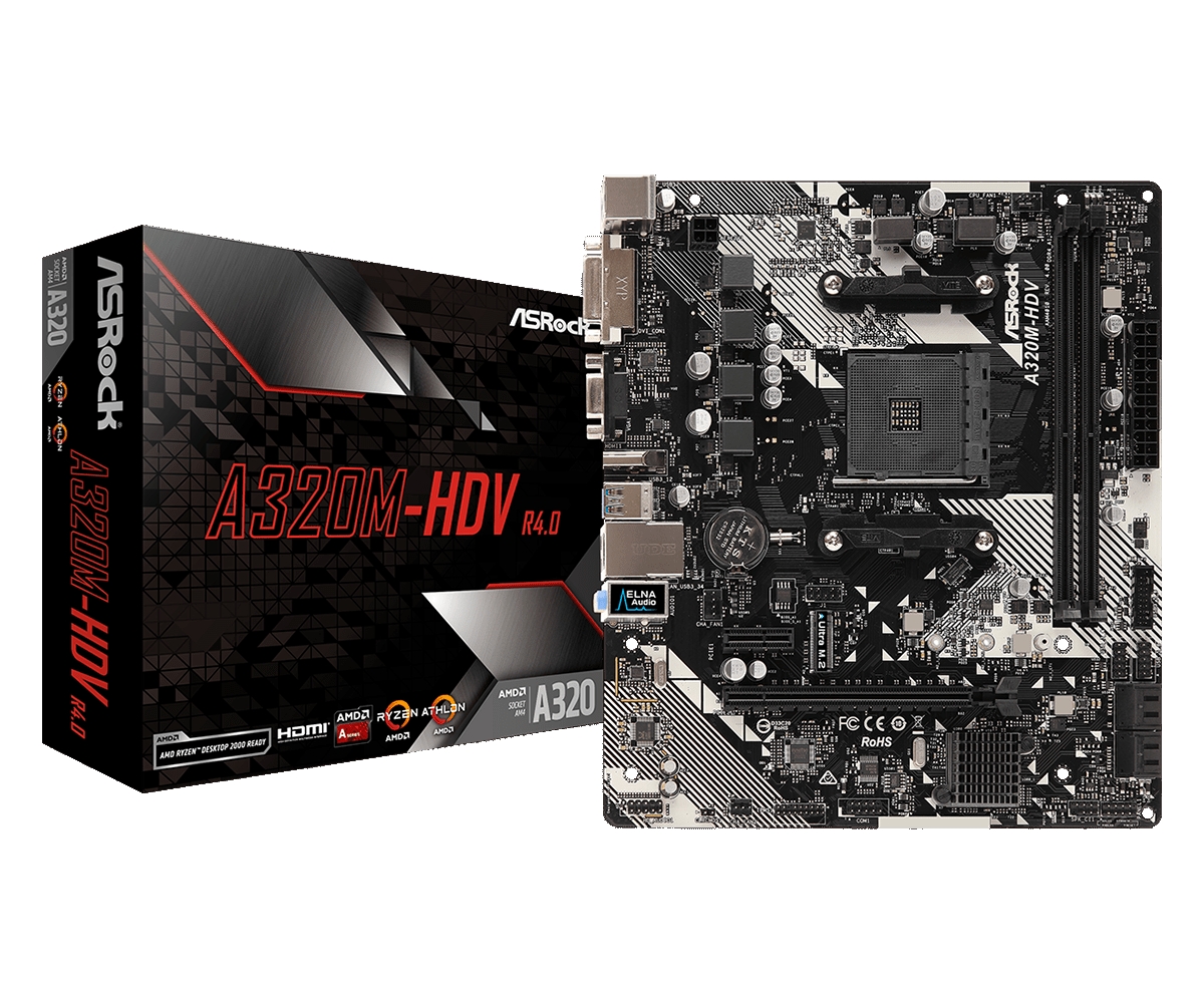Placa-Mãe ASRock A320M-HDV R4.0 AMD AM4 mATX DDR4